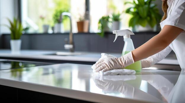 Professional cleaning underway